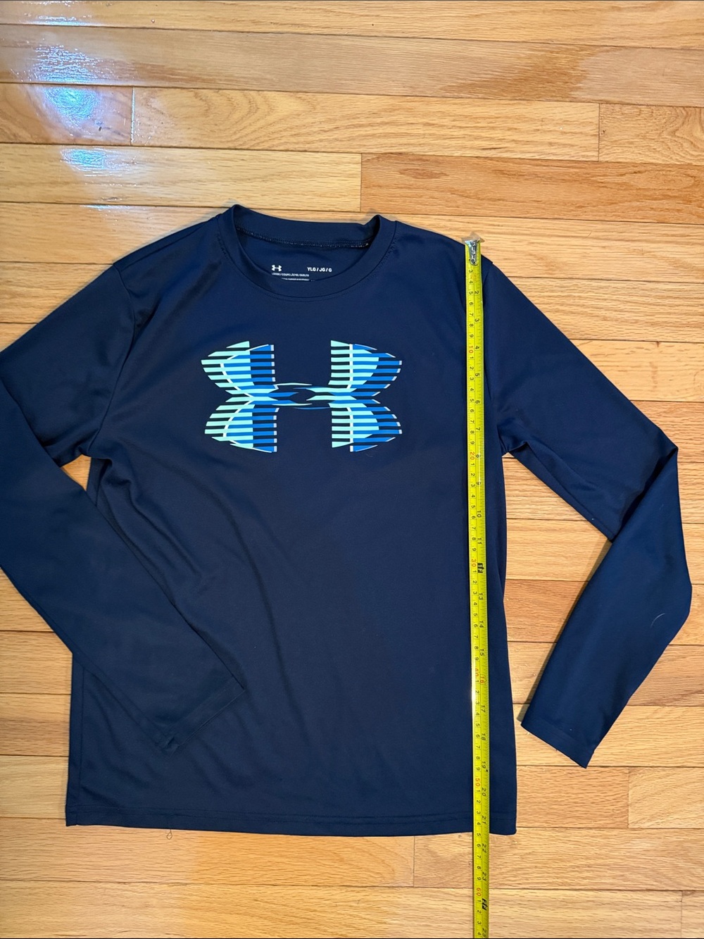 Under Armour Navy Long Sleeve Logo Athletic Tee with Blue Accent